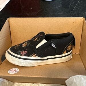 Vans Kids Black Garden Floral Asher V Sneakers